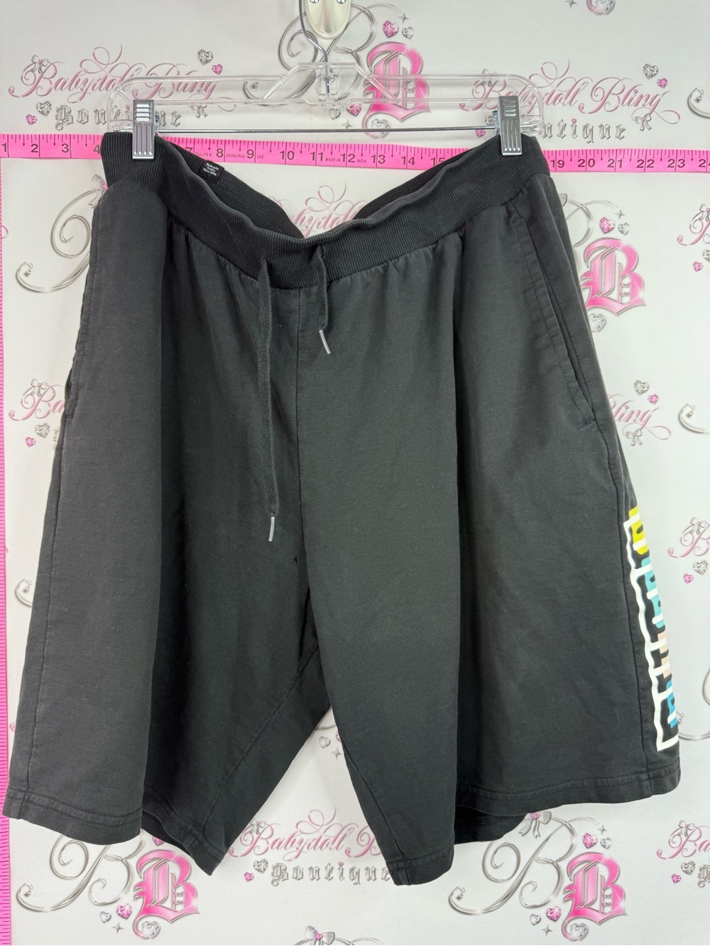 Puma Colorful side Men's Black Athletic Drawstring Shorts with Side Logo Stripe